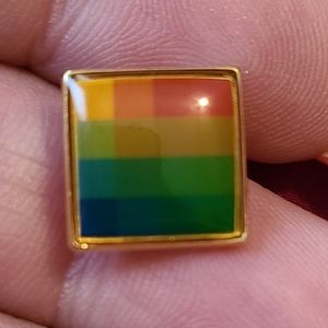 Unique Rainbow Pride Lapel Pin or Tie Tack Gold Tone
